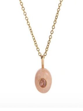 New! Aura 18K Gold Plated Stone Pink Aura Droplet Necklace (1059) NWOT